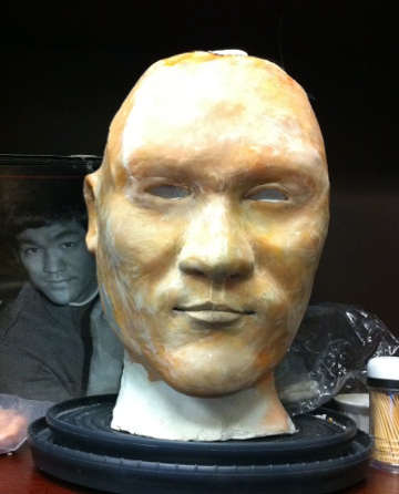 Developing wax bust of Bruce Lee